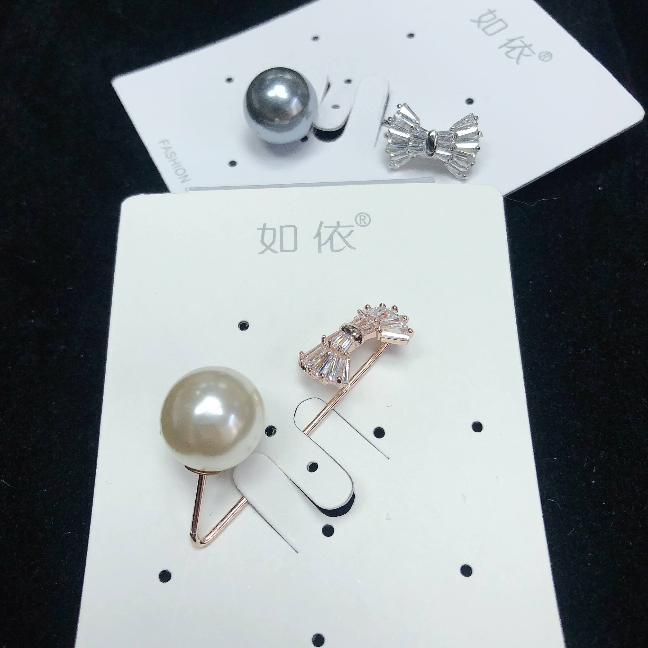 C06锆石蝴蝶结珍珠款仿走光扣 随机一个 diy手工材料配件满30包邮