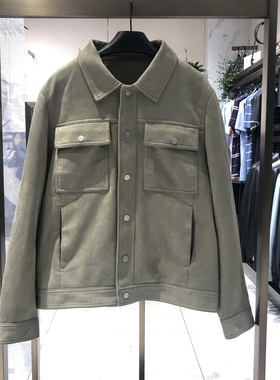 G家男装2021秋冬季浅绿色翻领休闲麂皮绒工装夹克外套潮GC121012I