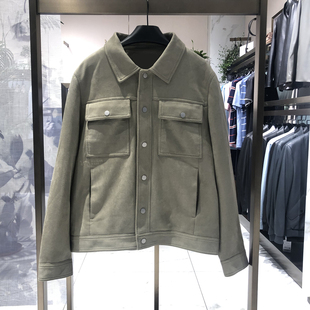 夹克外套潮GC121012I 浅绿色翻领休闲麂皮绒工装 G家男装 2021秋冬季