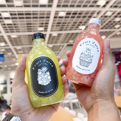 水滴瓶冷萃果汁瓶简约果蔬汁塑料瓶子一次性轻断食杯冷泡瓶吸管杯