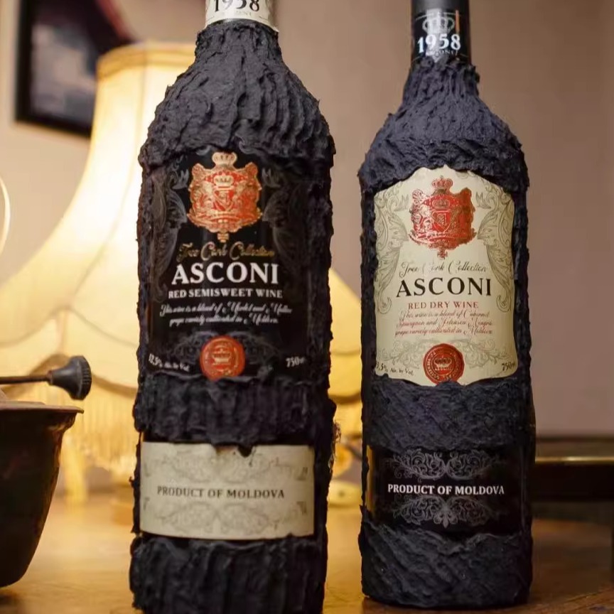 摩尔多瓦原瓶进口红酒Asconi阿思孔霓黑树皮king LUX甜红葡萄酒