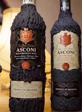 摩尔多瓦原瓶进口红酒Asconi阿思孔霓黑树皮king LUX甜红葡萄酒