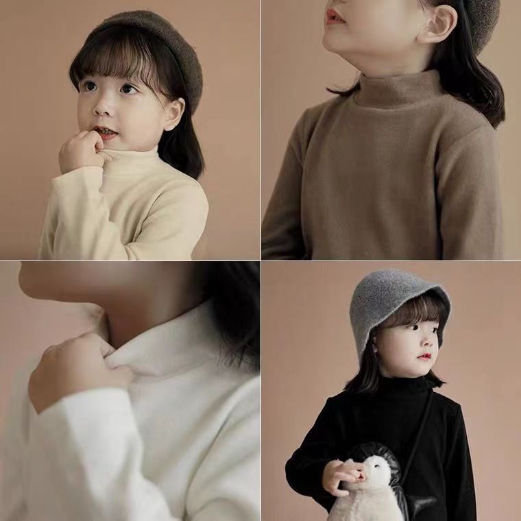 女童秋冬款打底衫儿童洋气半高领内搭长袖T恤女宝宝百搭保暖内衣