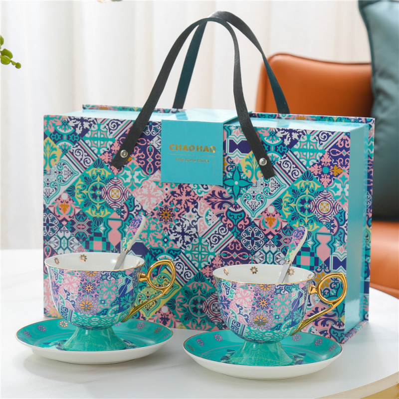 骨瓷摩洛哥咖啡杯，轻奢情侣礼盒