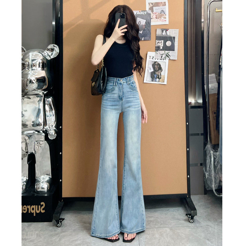 天丝阔腿喇叭牛仔裤女夏季薄款20图片