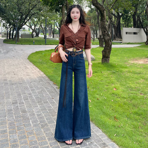 阔腿喇叭牛仔裤女春秋季2026新款