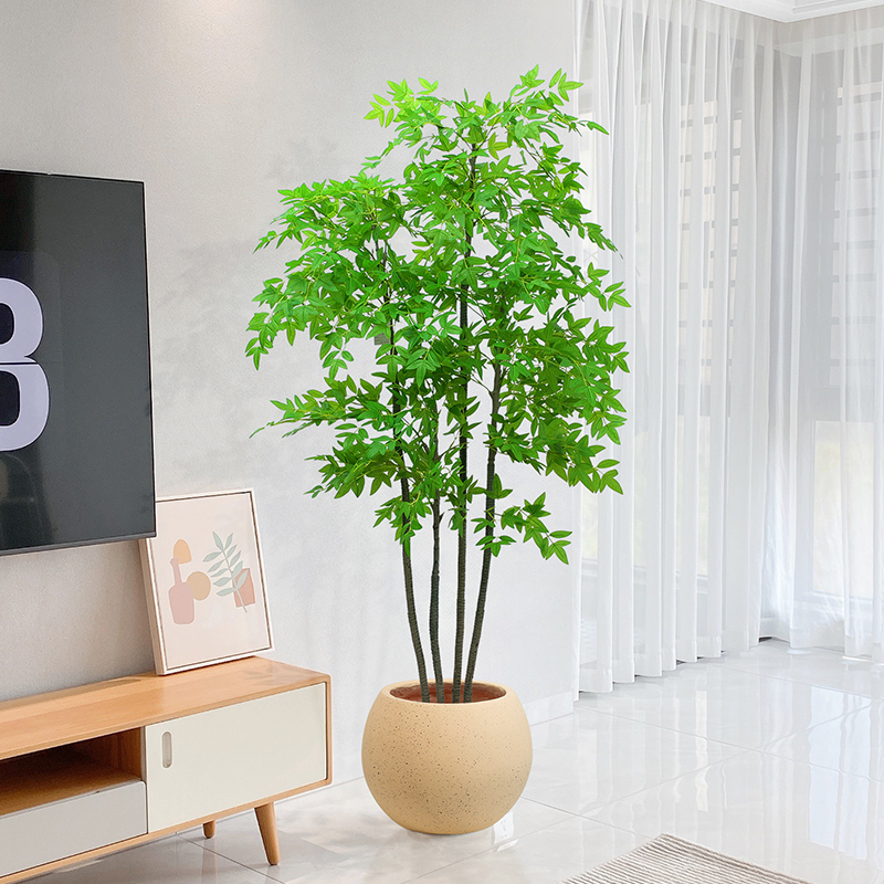 仿真植物室内盆栽大型仿生绿植高端轻奢客厅落地装饰摆件假南天竹