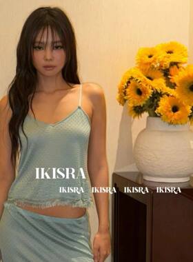 cece/4.18/jennie同款26S浅蓝色流苏吊带背心女