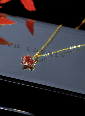 红色枫叶项链气质颈链锁骨链潮