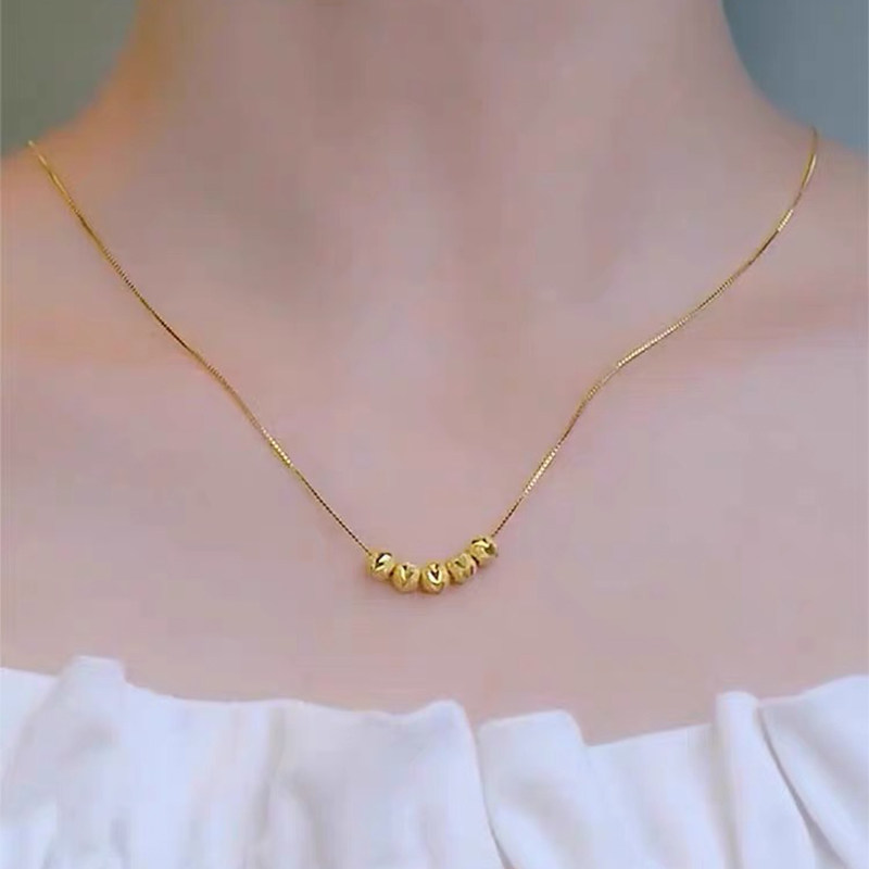 高级感五福临门钛钢项链女网红爆款不掉色幸运珠轻奢气质锁骨链潮