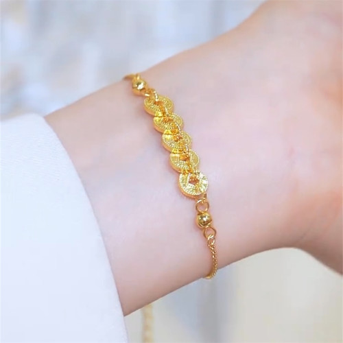 新中式碎冰冰五帝钱手链女