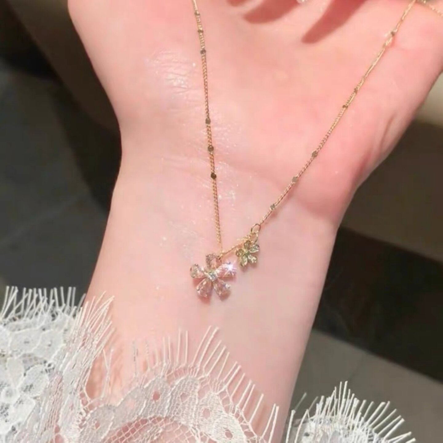 樱花项链粉色桃花卉时尚颈链
