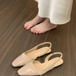 低跟后空通勤单鞋 法式 气质优雅大码 女2025夏季 小香风绝美包头凉鞋