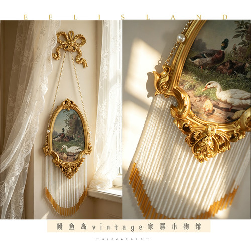 法式蝴蝶结珍珠流苏卧室壁挂