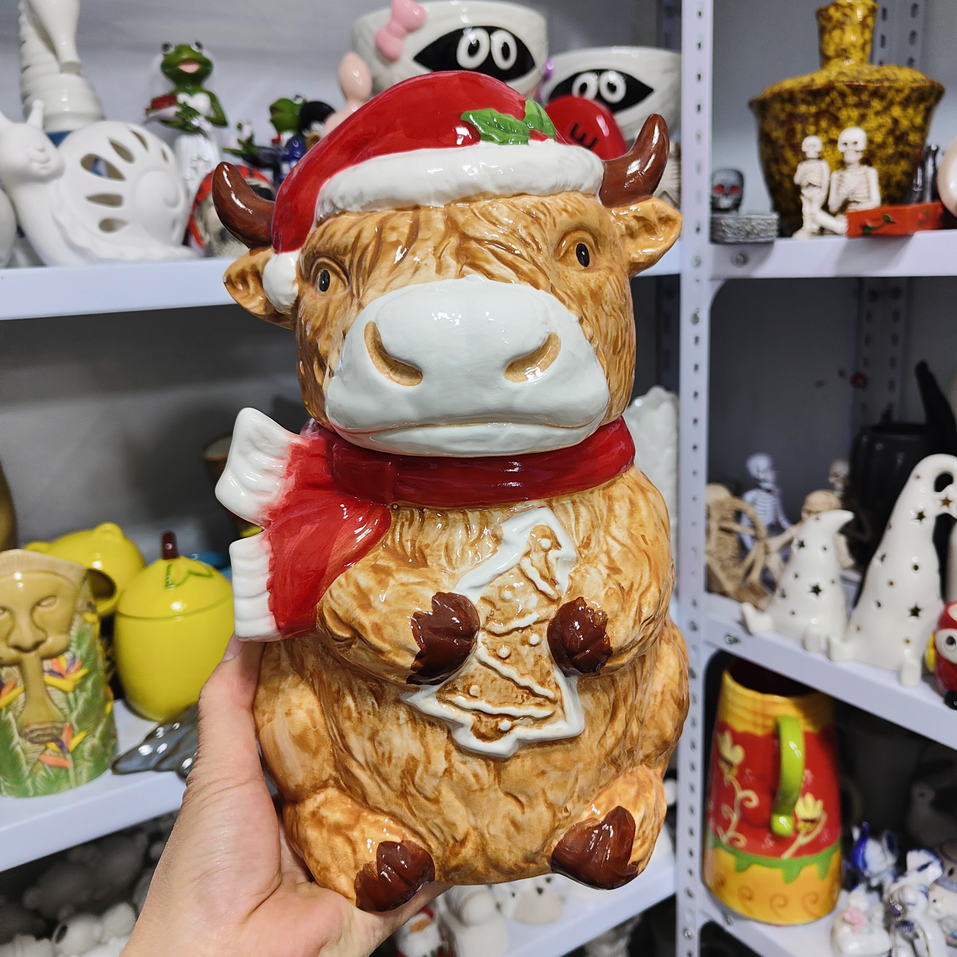 非偏远地区凑满19包邮部分瑕/圣诞大号牛置物罐收纳摆件