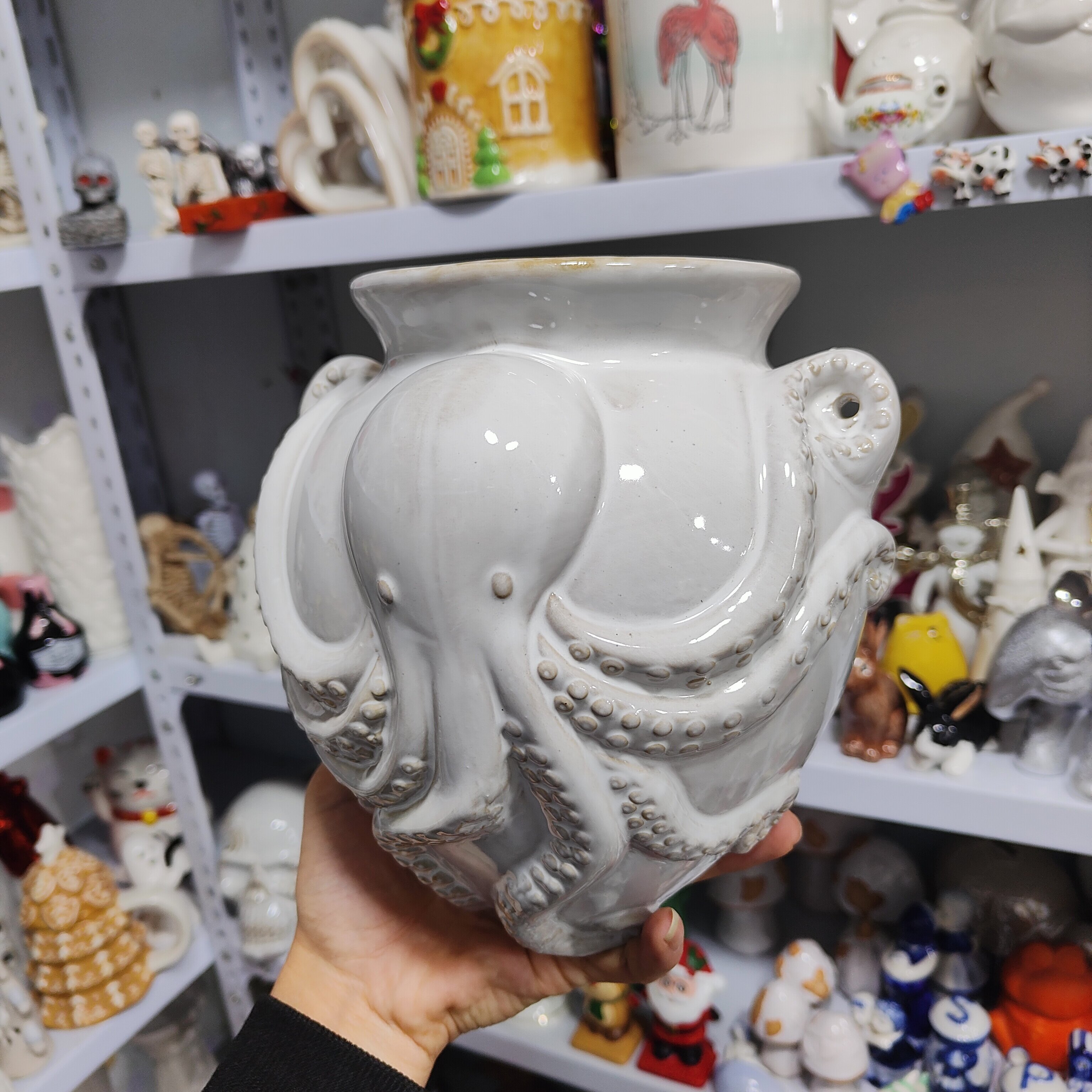 非偏远地区凑满19包邮部分瑕/陶瓷八爪鱼章鱼挂盆缺釉不均干裂