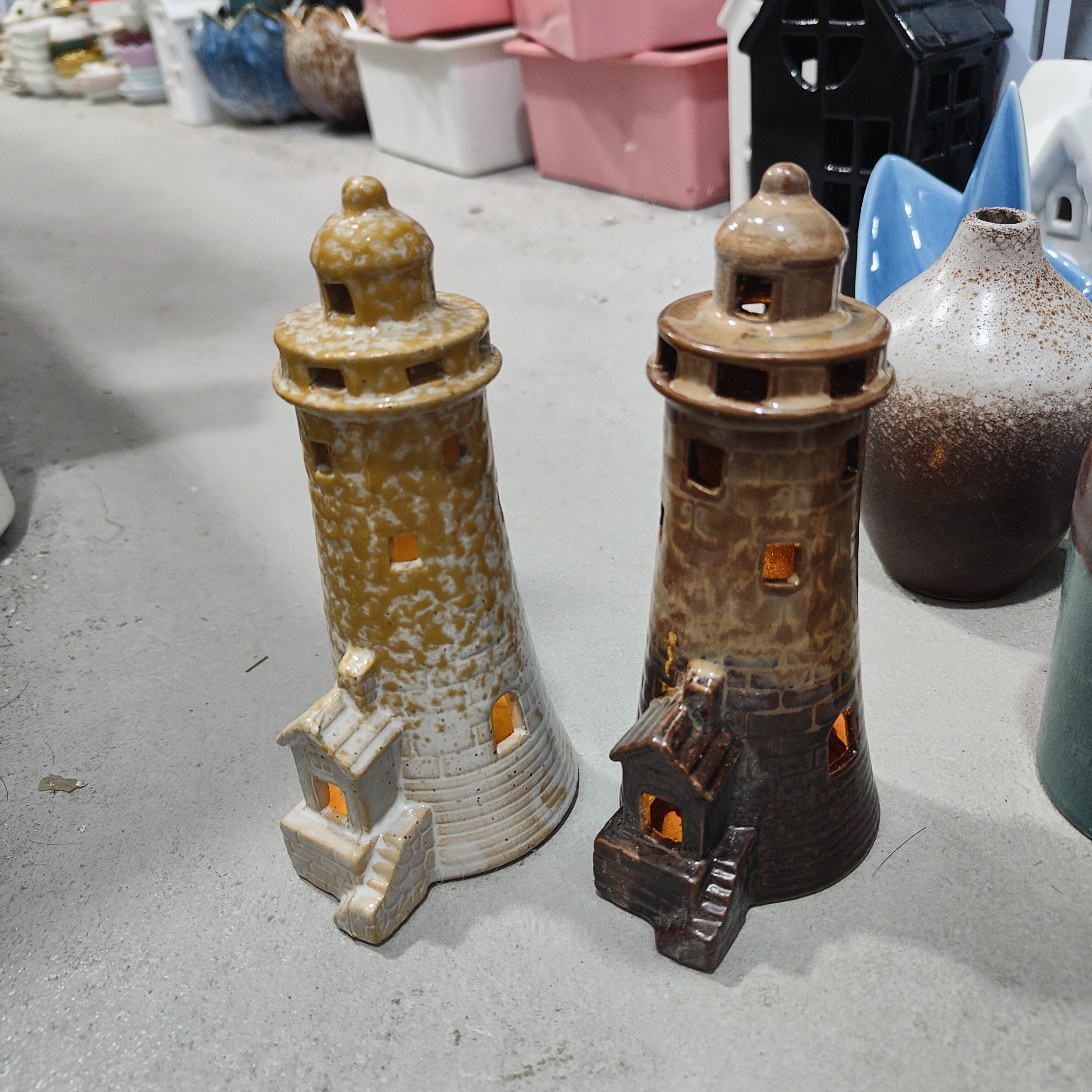 非偏远地区凑满19包邮部分瑕/窑变灯塔夜灯摆件