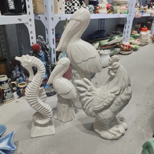 非偏远地区凑满19包邮部分瑕/陶瓷鸡巨嘴鸟海马摆件气泡釉缺釉