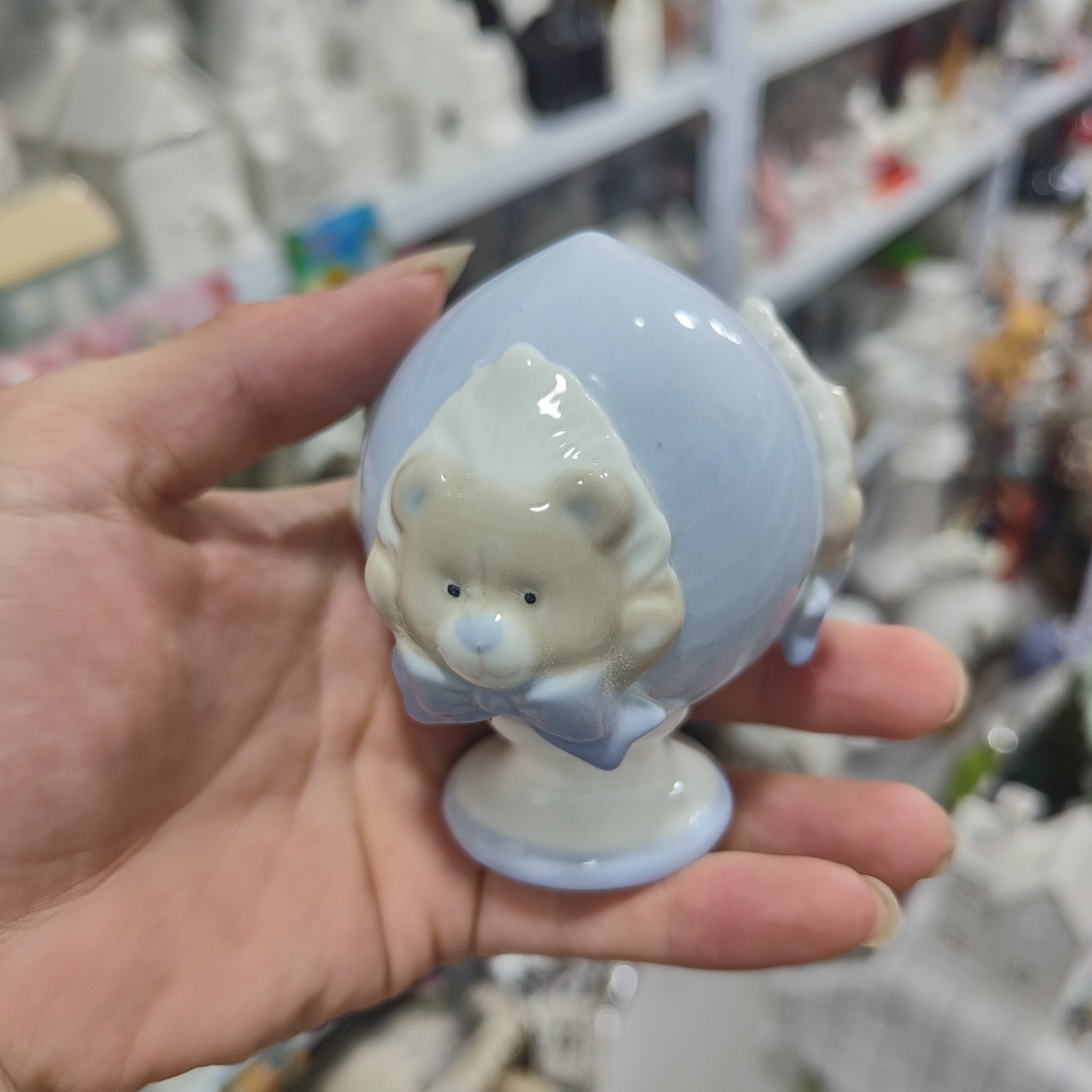 非偏远地区凑满19包邮部分瑕/陶瓷三面熊摆件