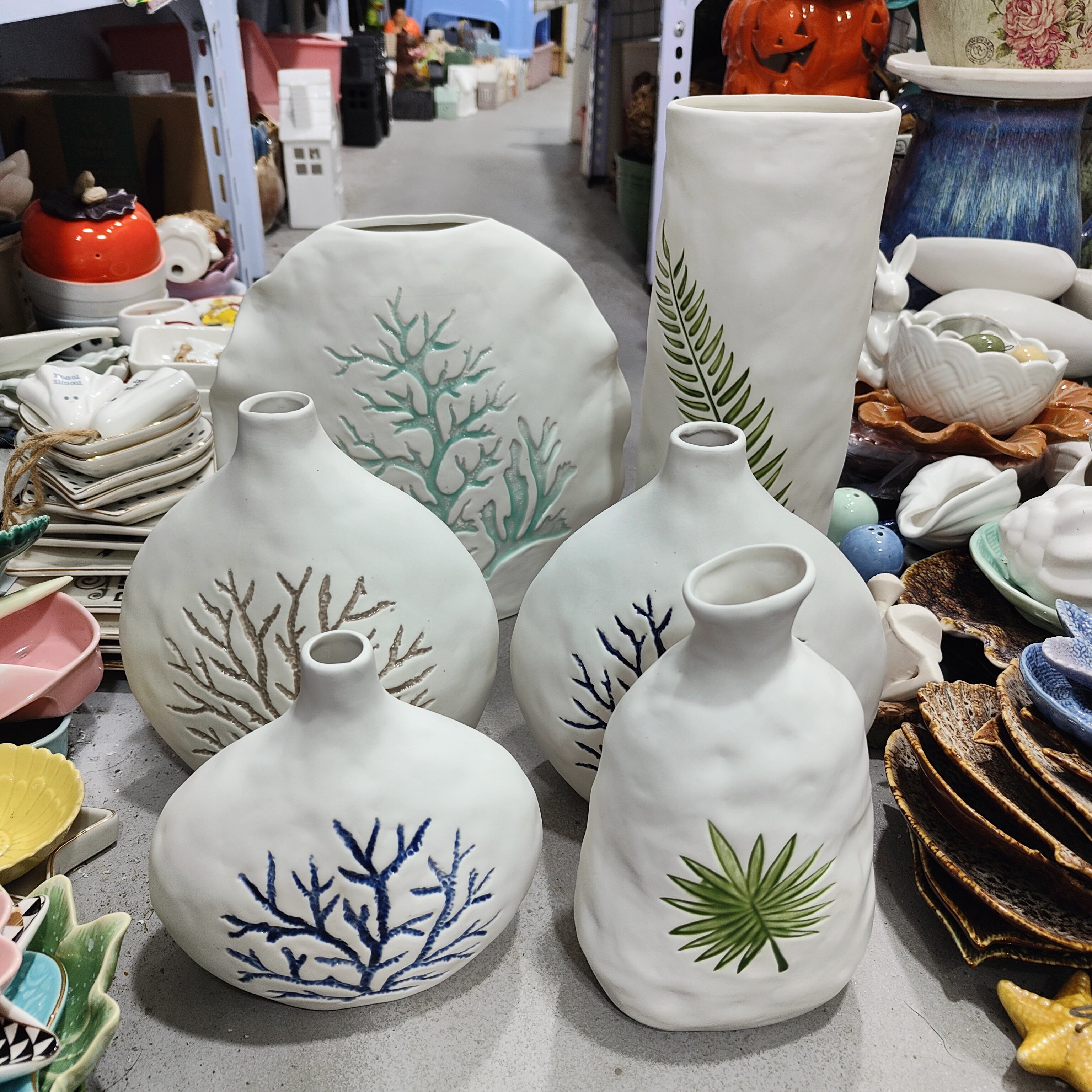 非偏远地区凑满19包邮部分瑕/珊瑚树叶釉面素烧结合花瓶摆件,家居饰品,婚庆/商业花艺,淘宝优惠券,粉丝福利购,淘宝优惠卷