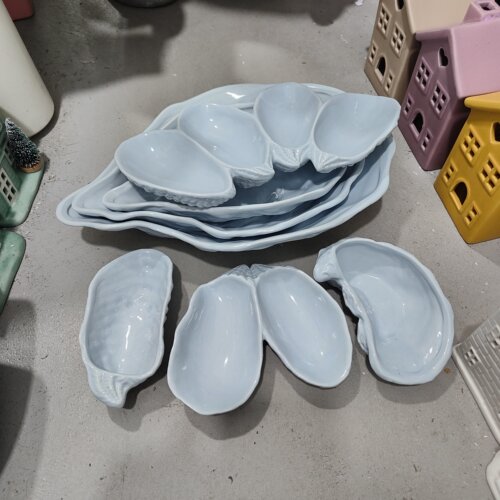 非偏远地区凑满19包邮部分瑕/海洋风鲍鱼生蚝盘子碟摆件置物盆