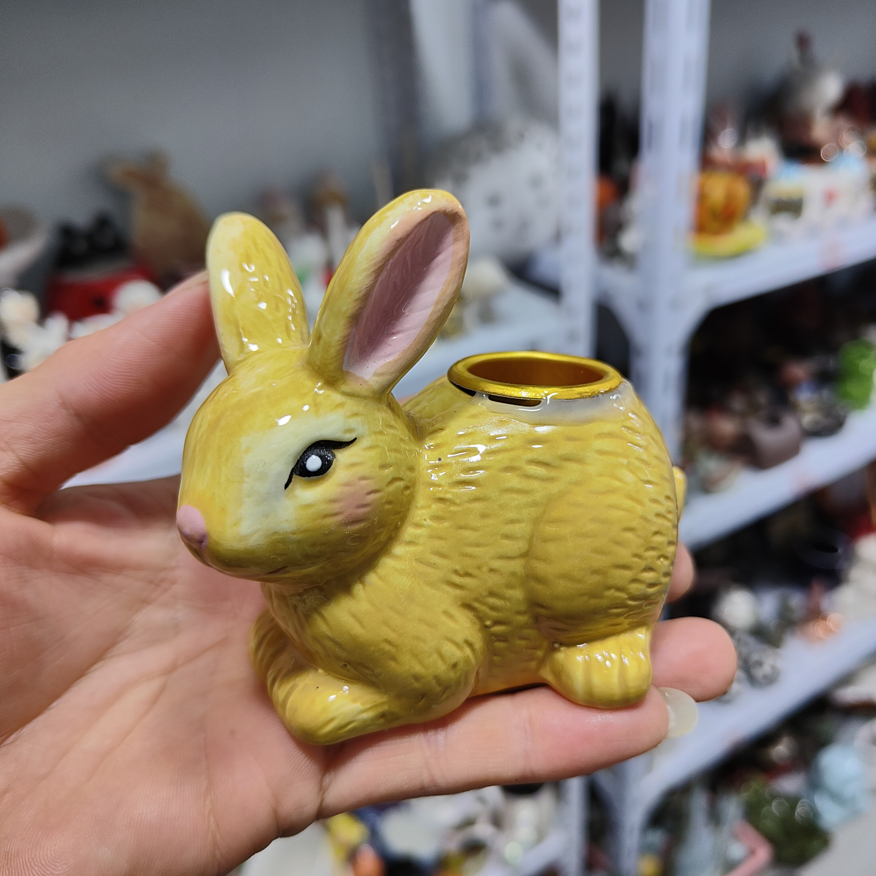 非偏远地区凑满19包邮部分瑕/兔子烛台摆件