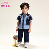 苗族彝族舞蹈表演服 汉服男童新款 广西壮族三月三儿童民族服装 夏季