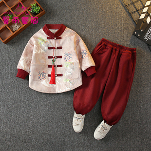 新中式拜年服男童汉服国风套装2026新年宝宝唐装喜庆儿童过年衣服