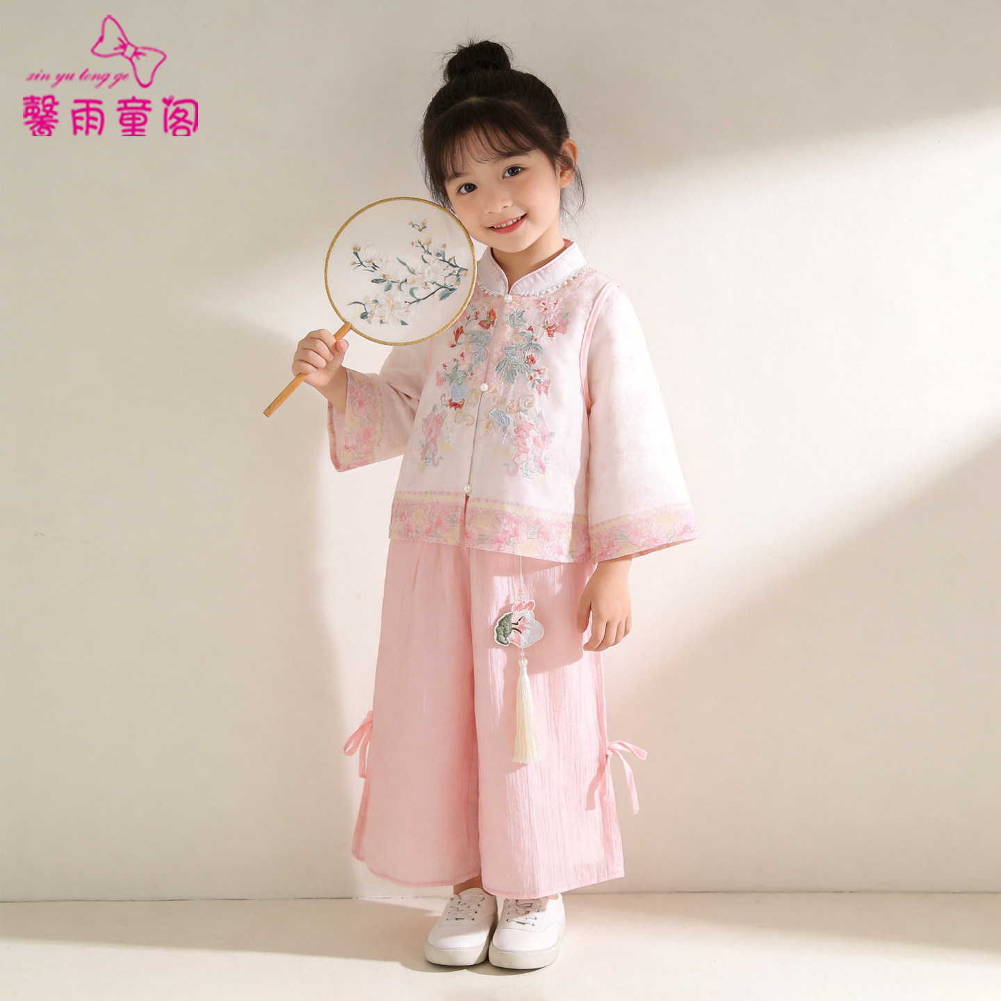 汉服女童春2026新款国风粉色套装图片