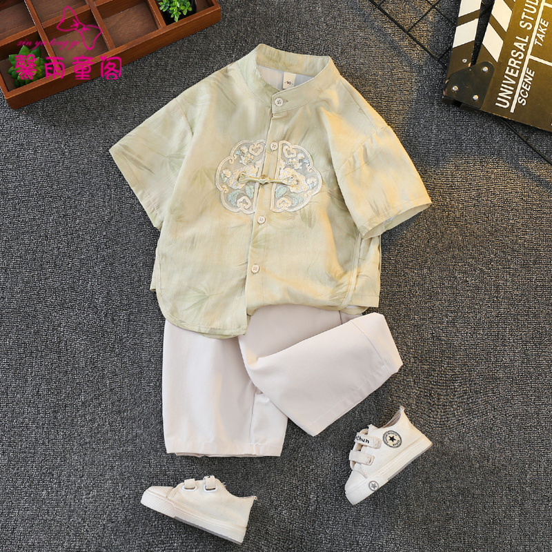 男童汉服夏季薄款中国风儿童唐装新中式古装小男孩中秋节古风套装