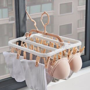 Folding multi clip air hanger underwear drying rack  socks