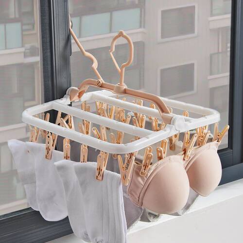 Folding multi clip air hanger underwear drying rack  socks