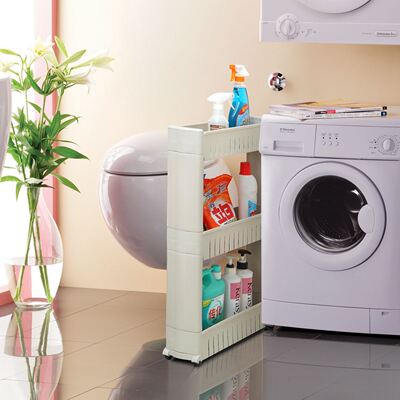 Washing machine shelving bathroom with wheel narrow shelf