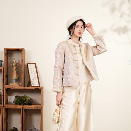 布符新中式双面穿保暖棉服
