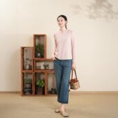 长袖 新品 女 「粉羊毛提花铃兰刺绣针织上衣」2026年春季 布符新中式