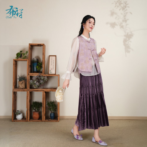 布符新中式石榴满绣马甲优雅款