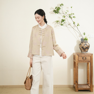 布符新中式 仙阙云宫提花外套立体织造云纹竹节珠饰盘扣 秋季