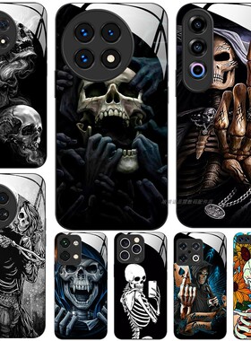 玻璃手机壳适用一加13 12 11 10 9R ACE2 2V 3V5PRO 骷髅头搞笑