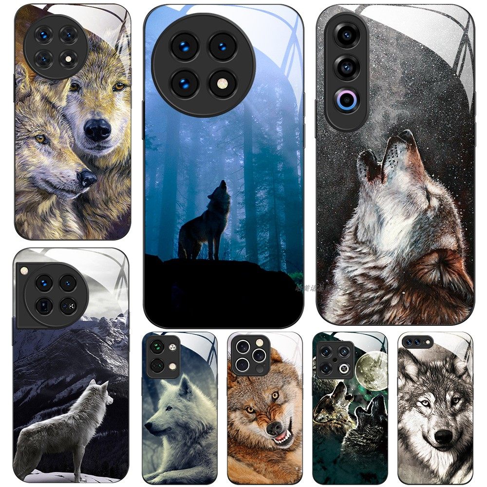 玻璃手机壳适用一加13 12 11 10 9R ACE2 2V 3V5PRO 狼动物,3C数码配件,手机保护套/壳,淘宝优惠券,粉丝福利购,淘宝优惠卷