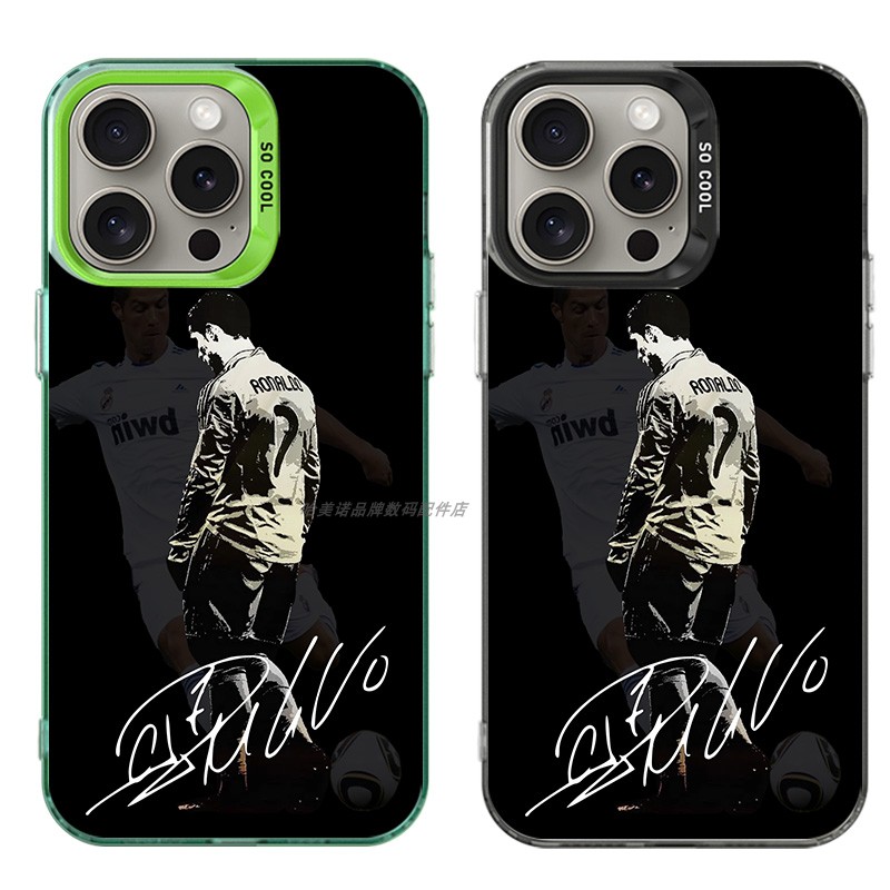 大孔彩银手机壳适用苹果iPhone16 16e14Pro15Max13Pro XS7XR X8plus12SE11 C罗纳尔多CR7