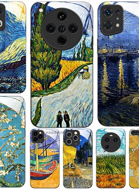 玻璃手机壳适用OPPO FINDX9 X8 PRO X7X6X5X3RENO15 14 13RPO12 11K12K11K10  油画梵高星空向日葵