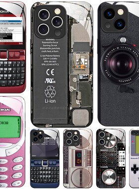 磁吸玻璃手机壳适用苹果iPhone 17 16 15 14Pro12Max13Pro11 搞笑诺基亚复古相机