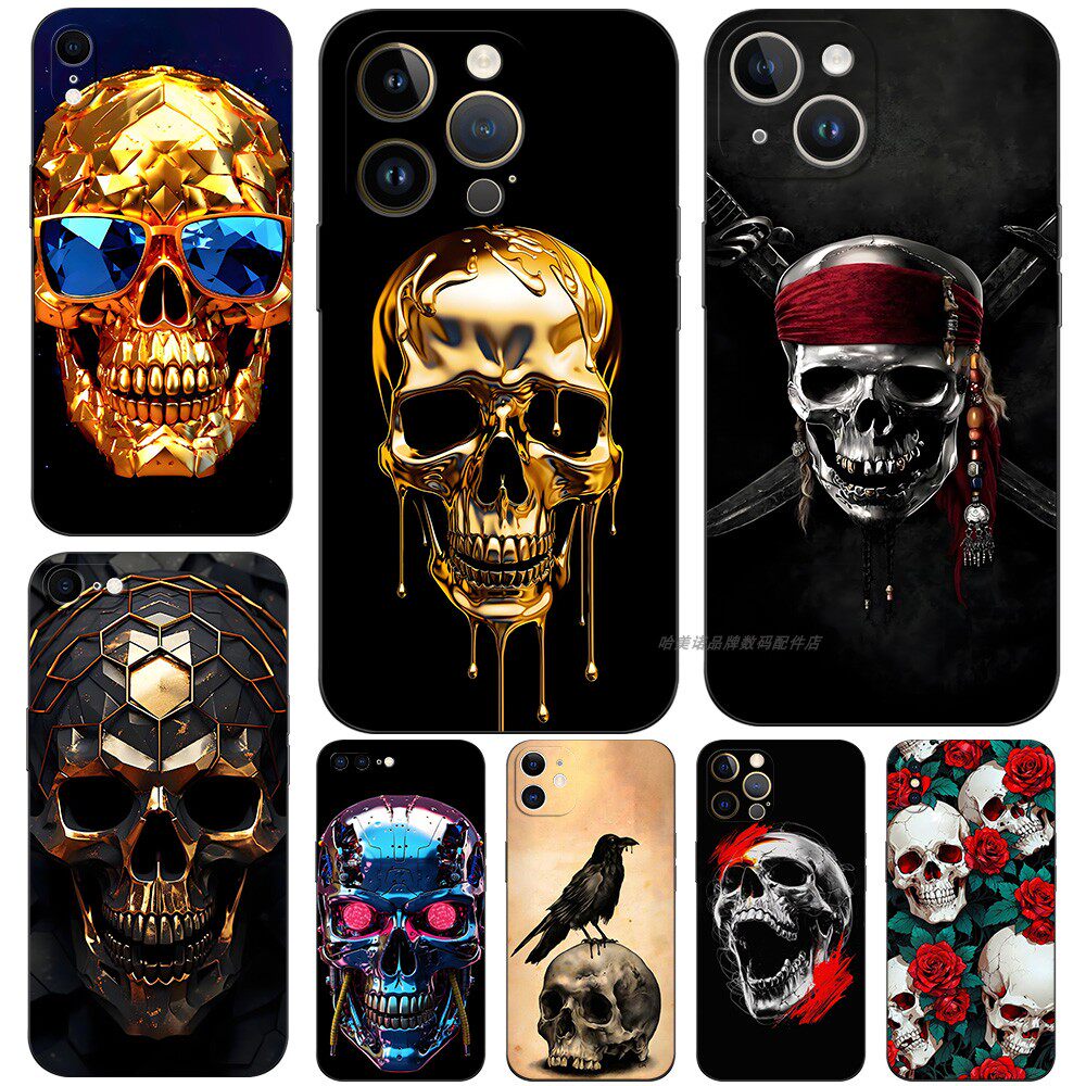 磨砂软手机壳适用苹果iPhone17 161514Pro Max mini13ProXSXRX87plus1211SE 海盗骷髅中指