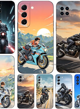 磨砂软手机壳适用三星S25S24S23S22S21S20S10S9S8PLUS UltraM52M53M54M 摩托机车酷炫少年