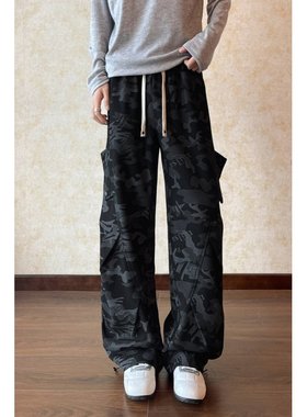 2026年春装新款迷彩休闲裤男宽松褶皱长裤直筒裤Camouflage pants