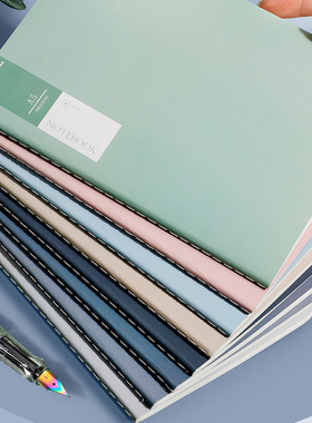 甜系暖色简约笔记本子ins文艺精致记事本缝线本加厚A5车线本横线