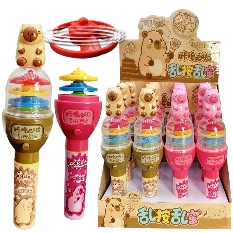 儿童创意糖果玩具手持按压旋转飞盘飞碟飞天仙子陀螺趣味礼物批发