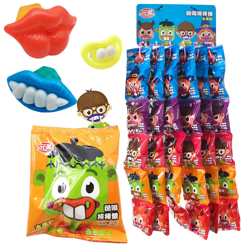 网红儿童节日恶搞怪吸血鬼龅牙齿糖果棒棒糖整箱散装奖励小孩礼物