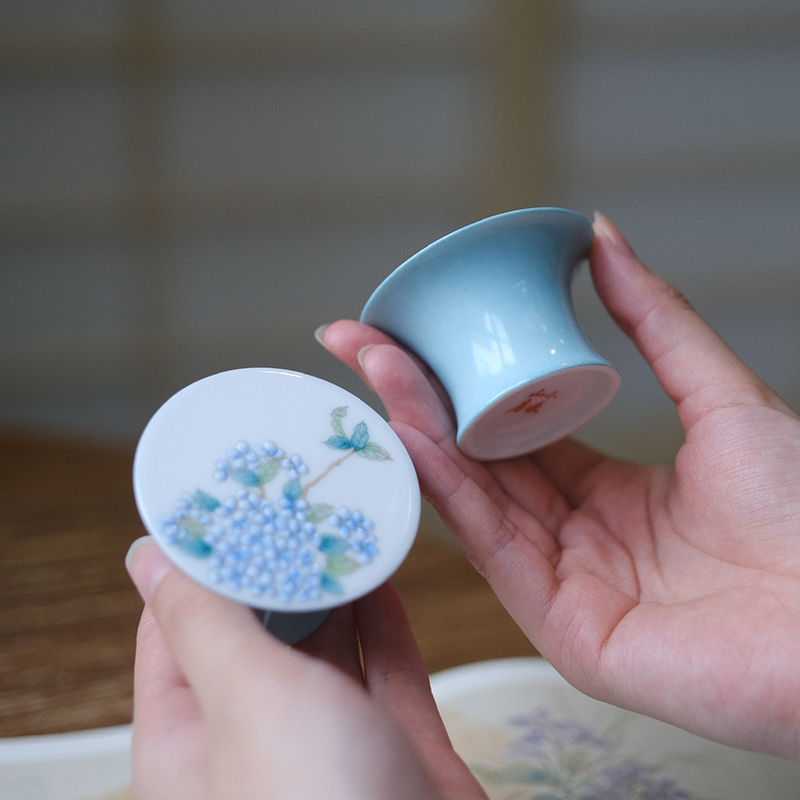 绣球花盖置盖托杯托茶道零配