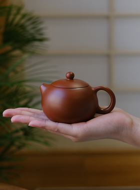 小谦山房140ml西施紫砂壶原矿朱泥宜兴手工茶具家用小精致小茶壶